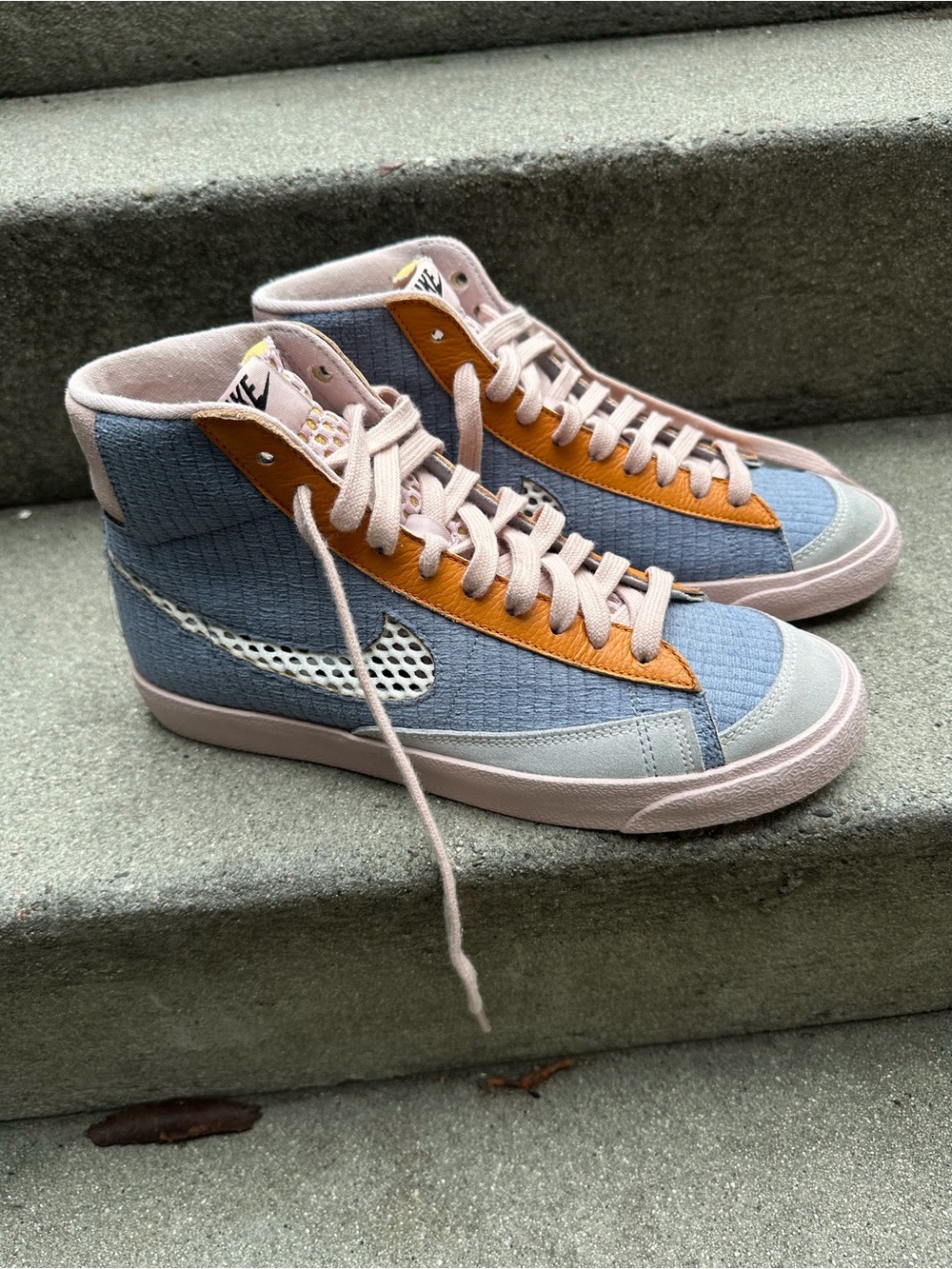 Nike Women's High-Top Sneakers in Blue, Tan & Pink